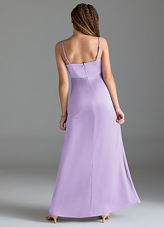 Azazie Maci Junior Lilac Mermaid Pleated Stretch Satin Dress image2