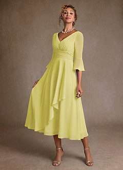 Azazie Aerynne Mother of the Bride Dresses Lemon Sorbet A-Line Pleated Chiffon Dress image3