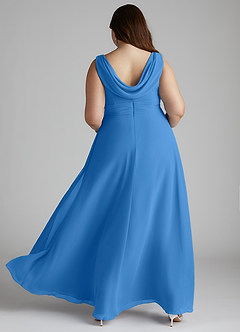 Azazie Karina Bridesmaid Dresses Blue Jay A-Line Pleated Chiffon Dress image9
