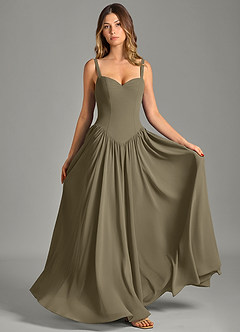 Azazie Evadina Suknie dla druhen Linia A Gorset Szyfon Do ziemi Sukienka image1