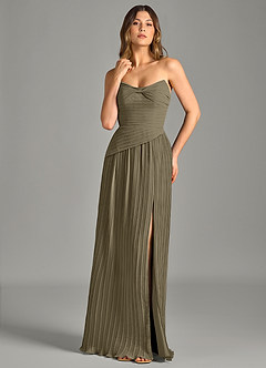 Azazie Becka Bridesmaid Dresses Willow Green A-Line Strapless Chiffon Dress image1