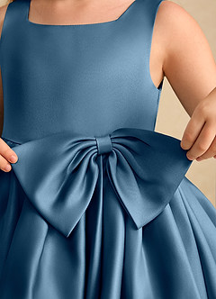 Azazie Jessie Flower Girl Dresses Bermuda A-Line Bow Matte Satin Dress image8