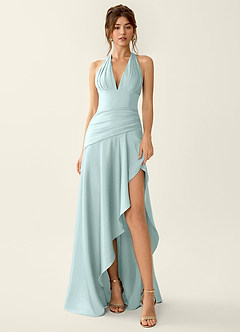 Titania Nebel Satin-Abendkleid mit V-Ausschnitt und Rüschen image3