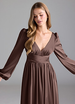 Azazie Norah Abiti da Damigella Abito A-Line in Raso Elasticizzato Ganache image5