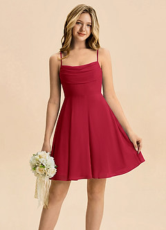 Azazie Bear Junior Scarlet A-Line Pleated Chiffon Dress image1