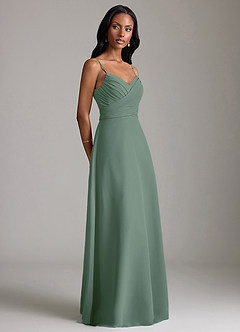 Azazie Kali Brudtärnklänningar Klä av A-Linje i Chiffong Plisserad Eukalyptus image3