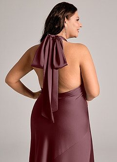 Azazie Velli Brudtärnklänningar Klä av Sjöjungfru i Stretch Satin Hög hals Sangria image13