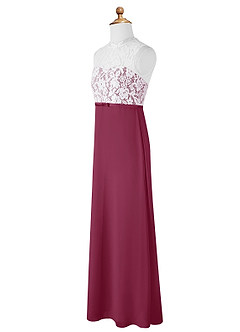Azazie Rana Junior A-Linie Spitze Chiffon Kleid Maulbeerrot image7