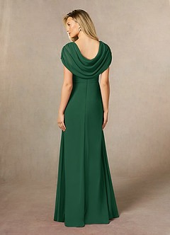 Azazie Mary vestidos de madre de la novia Vestido de Verde Oscuro de Gasa de Corte En A con Corte Lateral image3