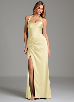 Azazie Serenity Brudtärnklänningar Klänning av Sjöjungfru i Stretch Satin Hjärtformad urringning Citronsorbet image3