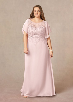 Azazie Faviola Final Sale Blushing Pink A-Line Boatneck sequins Chiffon Dress image8