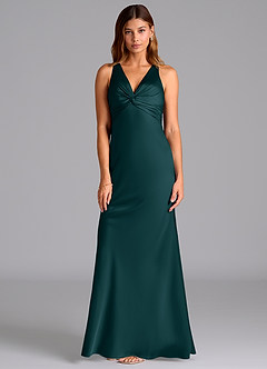 Azazie Hati Abiti da Damigella Abito Sirena in Raso Elasticizzato Pino image5