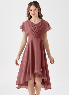 Azazie Graciela Junior Amethyst A-Line Pleated Chiffon Dress image3