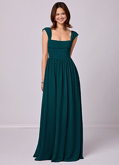 Barbie ♥ Azazie Bridesmaid Dresses Pine A-Line Corset Chiffon Dress image1