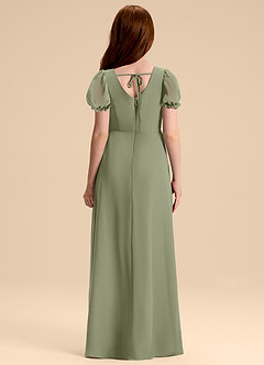Azazie Priya Junior Pistachio A-Line Blouson Chiffon Dress image2