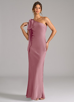 Azazie Capri Bridesmaid Dresses Vintage Mauve Mermaid One Shoulder Stretch Satin Dress image3