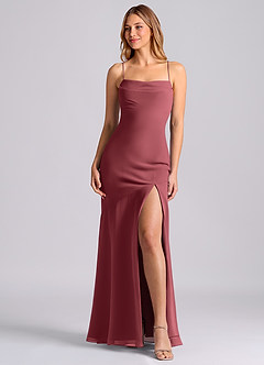 Azazie Grata Bridesmaid Dresses Merlot Mermaid Pleated Chiffon Dress image1