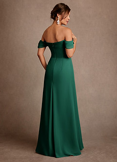 Azazie Amherst Mother of the Bride Dresses Emerald A-Line Off the Shoulder Chiffon Dress image3