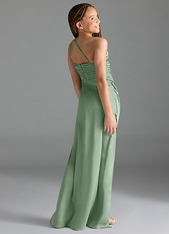 Azazie Eren Junior Matcha Sheath Pleated Stretch Satin Dress image5