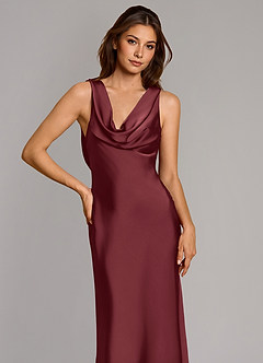 Azazie Cheryl Brudtärnklänningar Klänning av Sjöjungfru i Stretch Satin Merlot image6