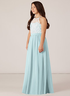 Azazie Fahari Junior Mist A-Line Lace Chiffon Dress image3