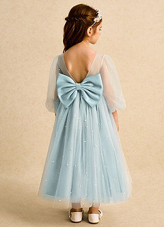 Azazie Trudy Flower Girl Dresses Mist Ball-Gown Sweetheart Neckline Tulle Dress image2