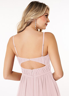 Azazie Yanelie Bridesmaid Dresses Blushing Pink A-Line Scoop Pleated Chiffon Dress image11