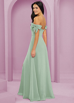 Barbie ♥ Azazie Brautjungfernkleider Wandelbar A-Linie Schulterfrei Chiffon Kleid Agave image6