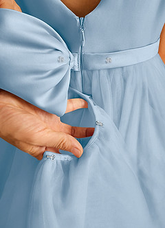 Azazie Pumpkin Flower Girl Dresses Powder Blue A-Line Convertible Tulle Dress image5
