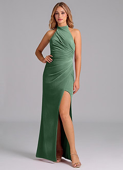 Azazie Jemma Robes de demoiselle d'honneur Robe Fourreau en velours Plissée Eucalyptus image3