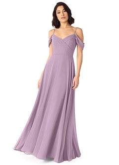 Azazie Tancie Brautjungfernkleider Wandelbar A-Linie Schulterfrei Chiffon Kleid Blauregen image1