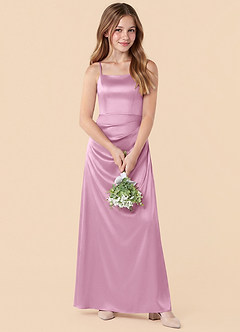 Azazie Renna Junior Robe Sirène en Satin extensible Plissée Rose Bonbon image4