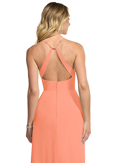 Azazie Davis Bridesmaid Dresses Sunset A-Line V-Neck Chiffon Dress image6