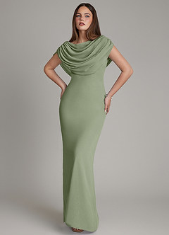 Azazie Hadley Bridesmaid Dresses Pistachio Mermaid Pleated Chiffon Dress image10