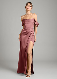 Azazie Johana Vestidos de damas de honor Vestido de Amatista de Satén Elástico de Corte Sirena Convertible con Vestidos sin tirantes image6