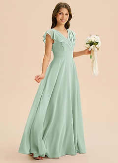 Azazie Anysa Junior Robe Trapèze en Mousseline de soie Rayé Agave image5