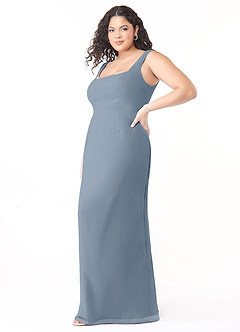 Azazie Flori Bridesmaid Dresses Twilight Sheath Square Neckline Chiffon Dress image7