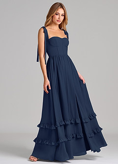 Azazie Anastacia Bridesmaid Dresses Dark Navy A-Line Sweetheart Neckline Chiffon Dress image4