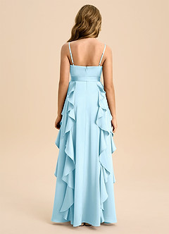 Azazie Peyton Junior Robe Trapèze en Satin extensible Plissée Bleu Ciel image4