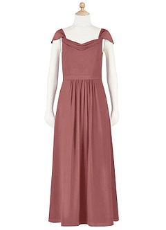 Azazie Alivia Junior Amethyst A-Line Off the Shoulder Chiffon Dress image9