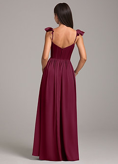 Azazie Denisse Brautjungfernkleider A-Linie Gestreift Stretch-Satin Kleid Maulbeerrot image2