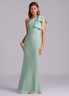 Azazie Yuanna Bridesmaid Dresses Agave Mermaid One Shoulder Chiffon Dress image4