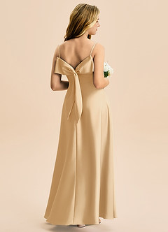 Azazie Isolde Junior Linia A Pofałdowany Satyna elastyczna Długość podłogi Młodsza druhna Sukienka image1