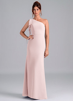 Azazie Rinna Bridesmaid Dresses Blushing Pink Mermaid One Shoulder Chiffon Dress image1