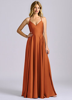 Azazie Truce Bridesmaid Dresses Cinnamon A-Line Stretch Satin Dress image3