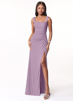 Azazie Jesaphine Bridesmaid Dresses Wisteria Sheath Ruched Mesh Dress image5