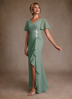 Azazie Suffolk Abiti per la Madre della Sposa Abito A-Line in Chiffon Plissettato Salvia Argentata image2