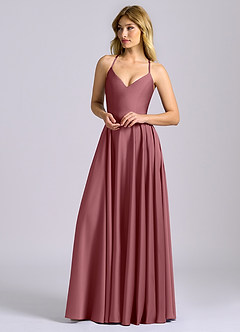 Azazie Truce Bridesmaid Dresses Desert Rose A-Line Stretch Satin Dress image4
