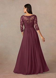 Azazie Hayek Mother of the Bride Dresses Cabernet A-Line V-Neck Lace Chiffon Dress image4