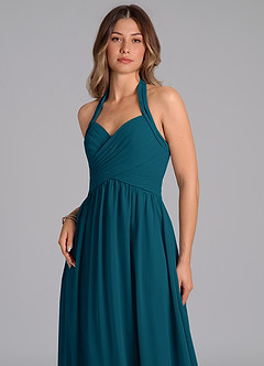 Azazie Darlyn Jurken voor bruidsmeisjes Jurk van Chiffon met A-Lijn Geplooid Inkt Blauw image7